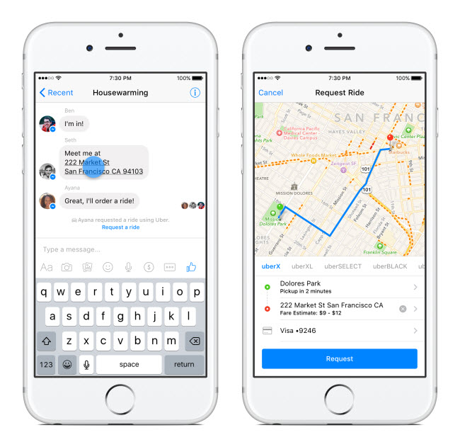 Uber estará disponible en Facebook Messenger